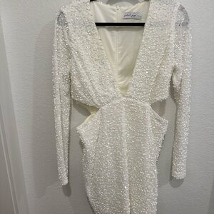 Elegant White Sequin Dress